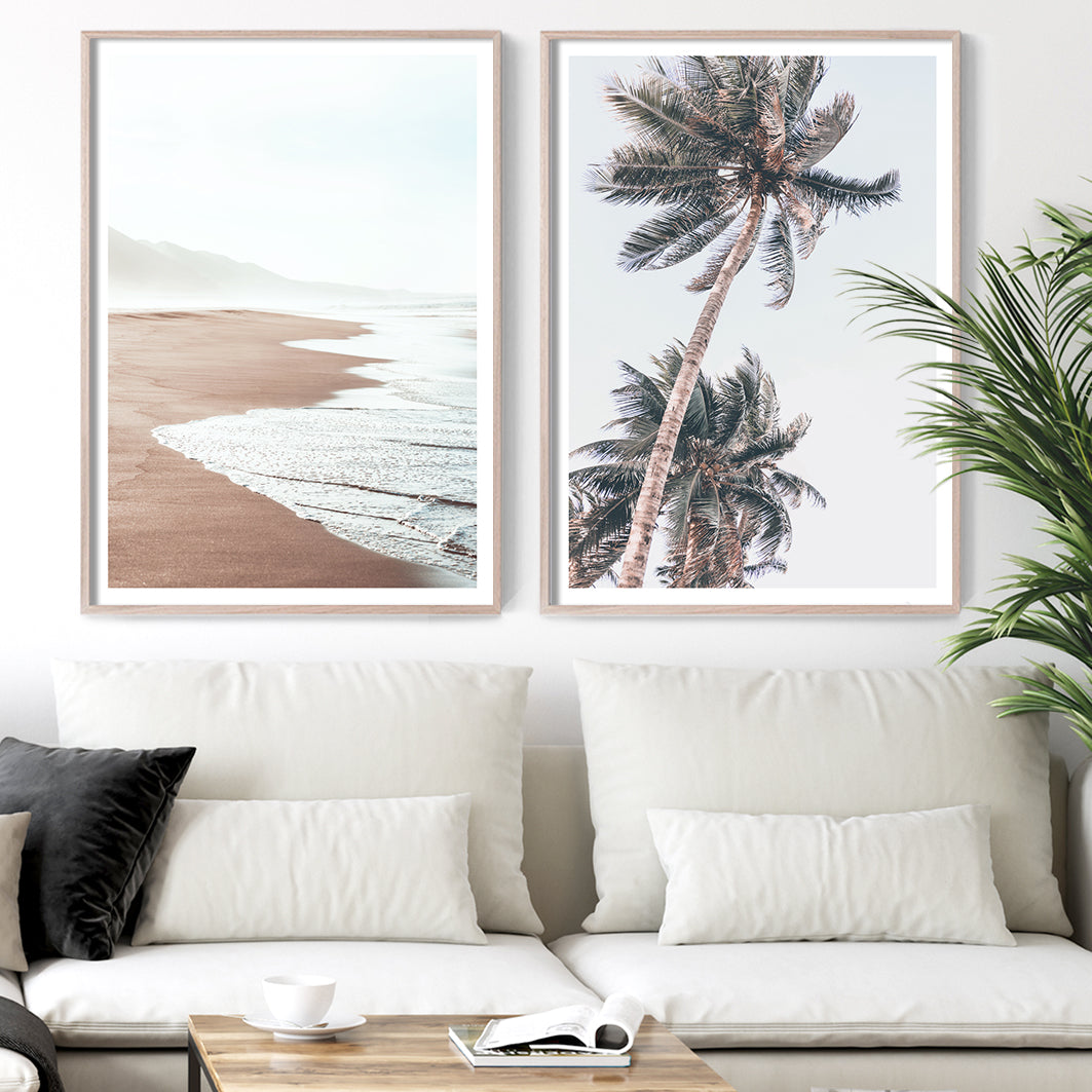 Shop Coastal Wall Art Set of 2 Palm Tree & Beach Prints Australia
