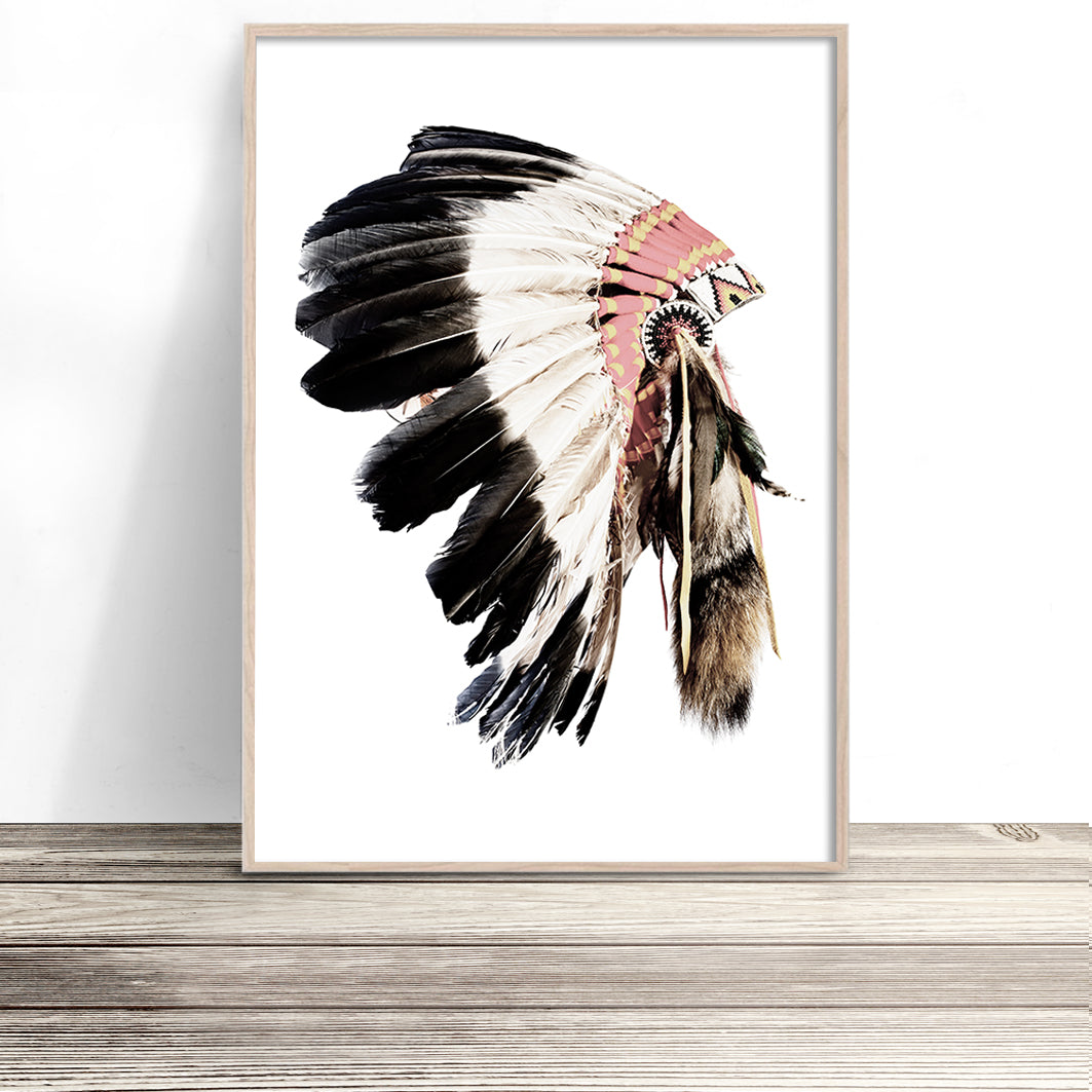 Indian Headdress Wall Art Native American Tribal Boho Print