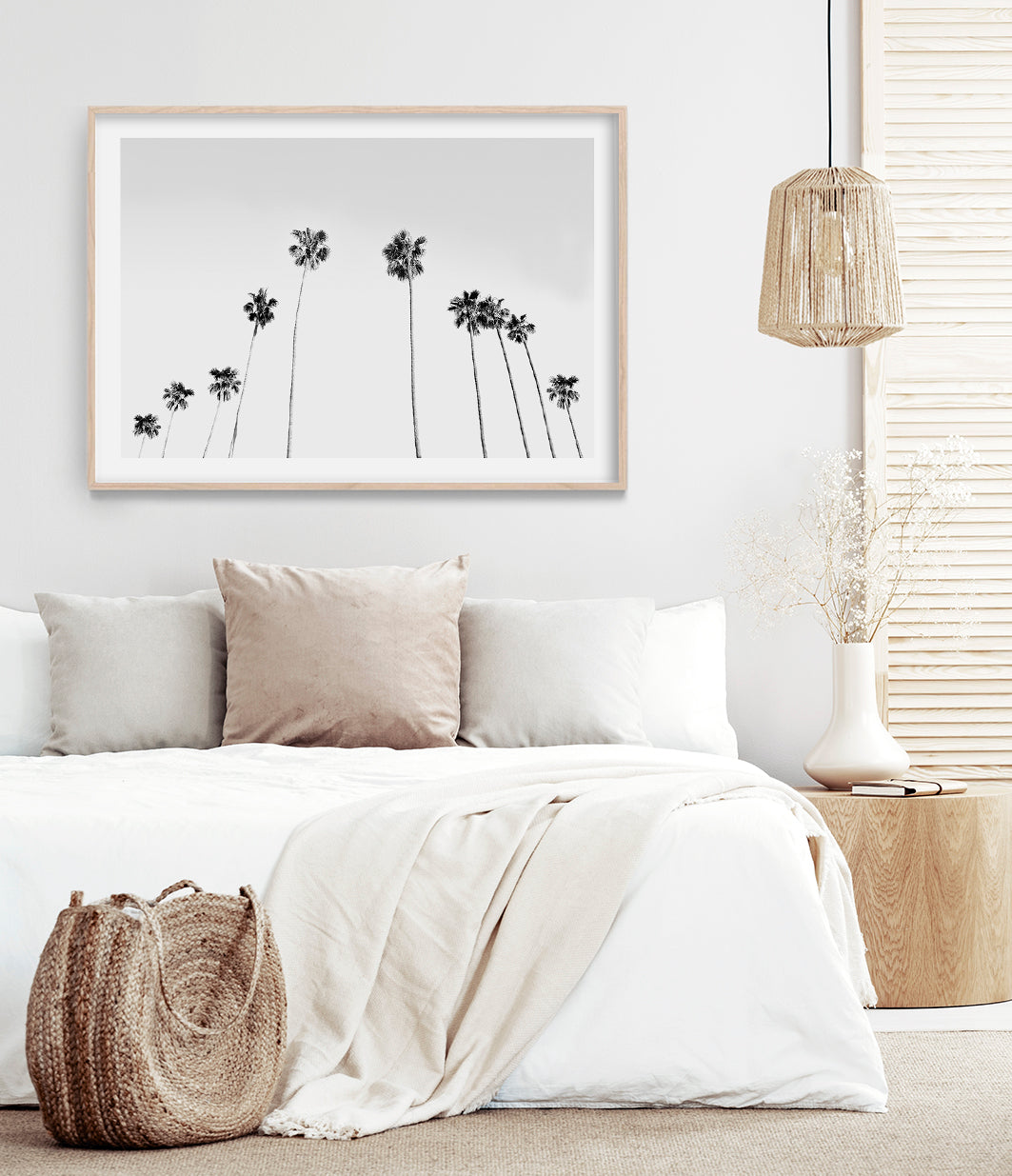 modern coastal bedroom artwork palm trees photography art print australia