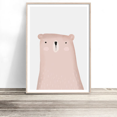 Pink Bear Nursery Print baby girl Nursery Artwork australia