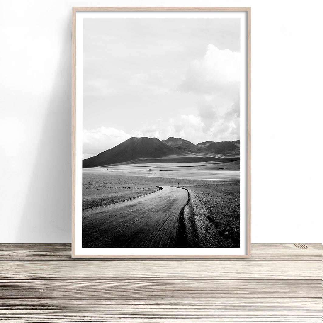 desert landscape photography art print black and white