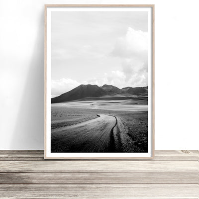desert landscape photography art print black and white