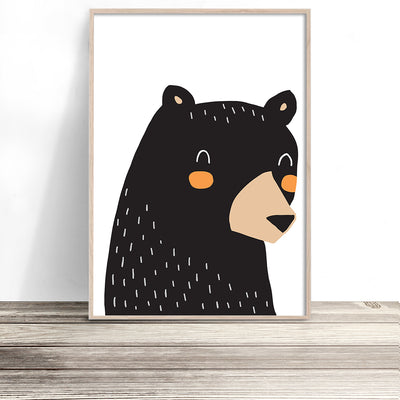 modern black bear illustration nursery wall art Baby Boy Nursery Prints Australia