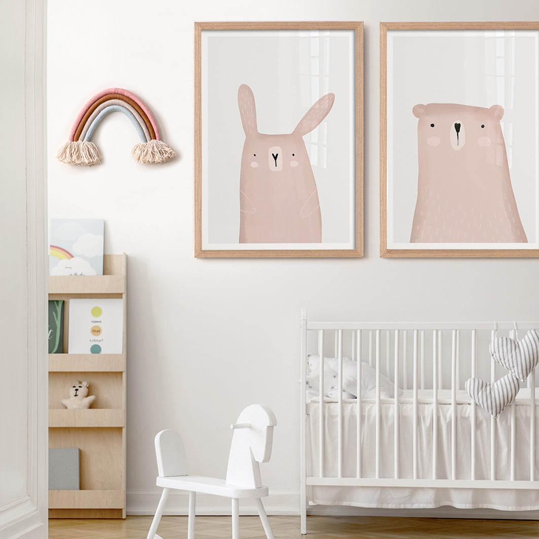 Shop Set of 2 Girl Nursery Prints | Girl Room Wall Art | Pink Animals ...