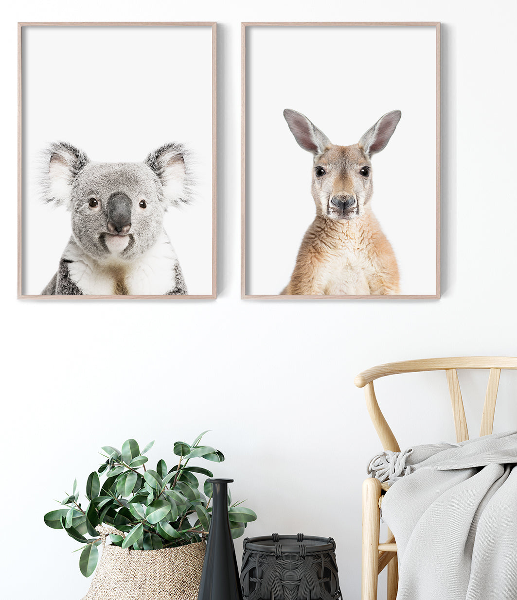 Set of 2 Australian Animal Prints - Koala and Kangaroo