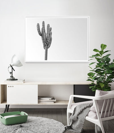 Minimalist Black and White Cactus Print