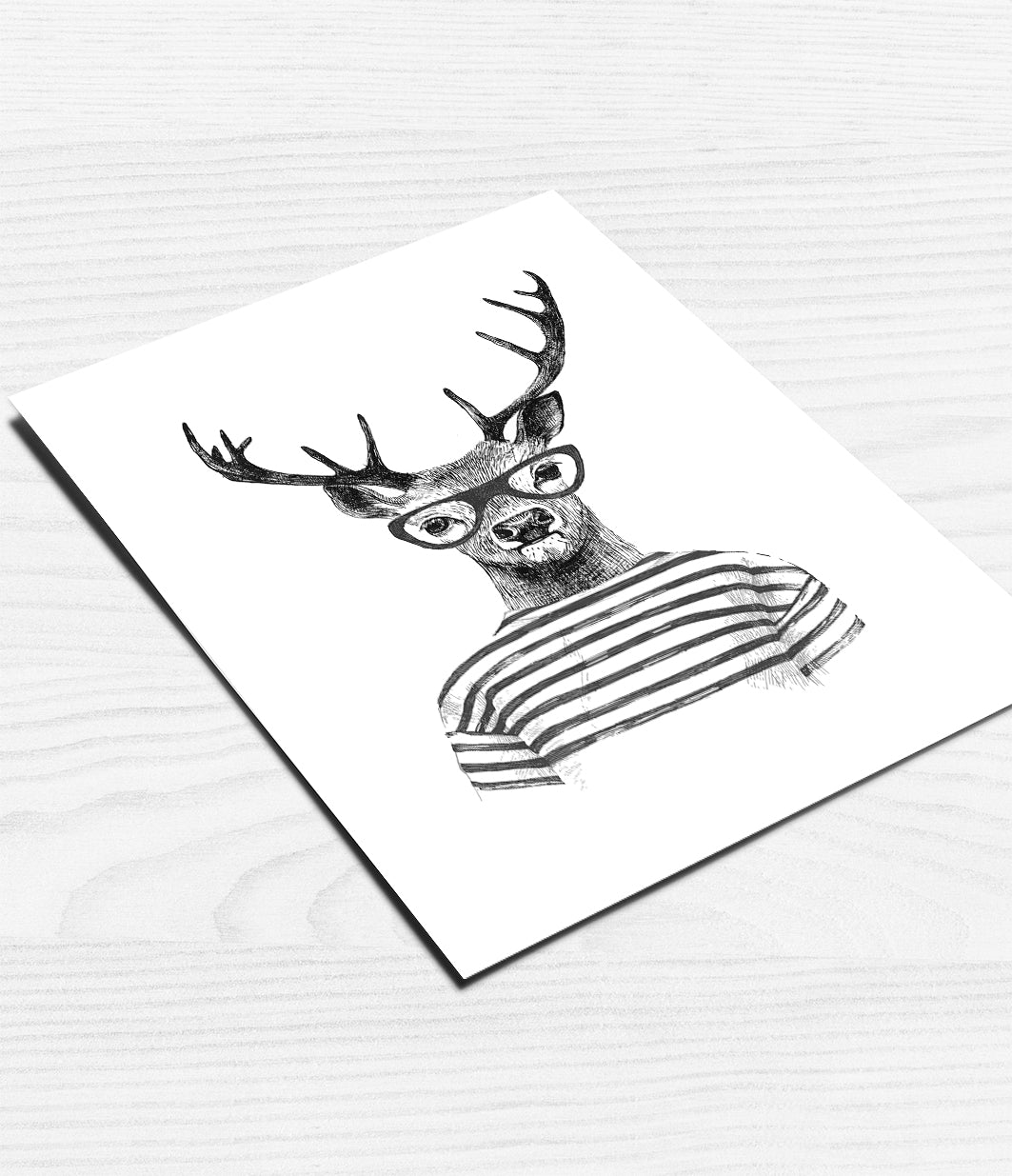 Hipster Deer Print (Black and White)