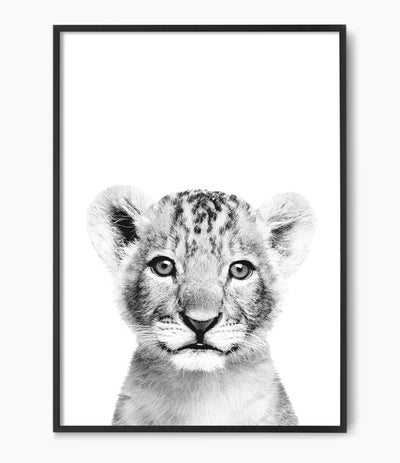 Lion Cub Print (Black and White)