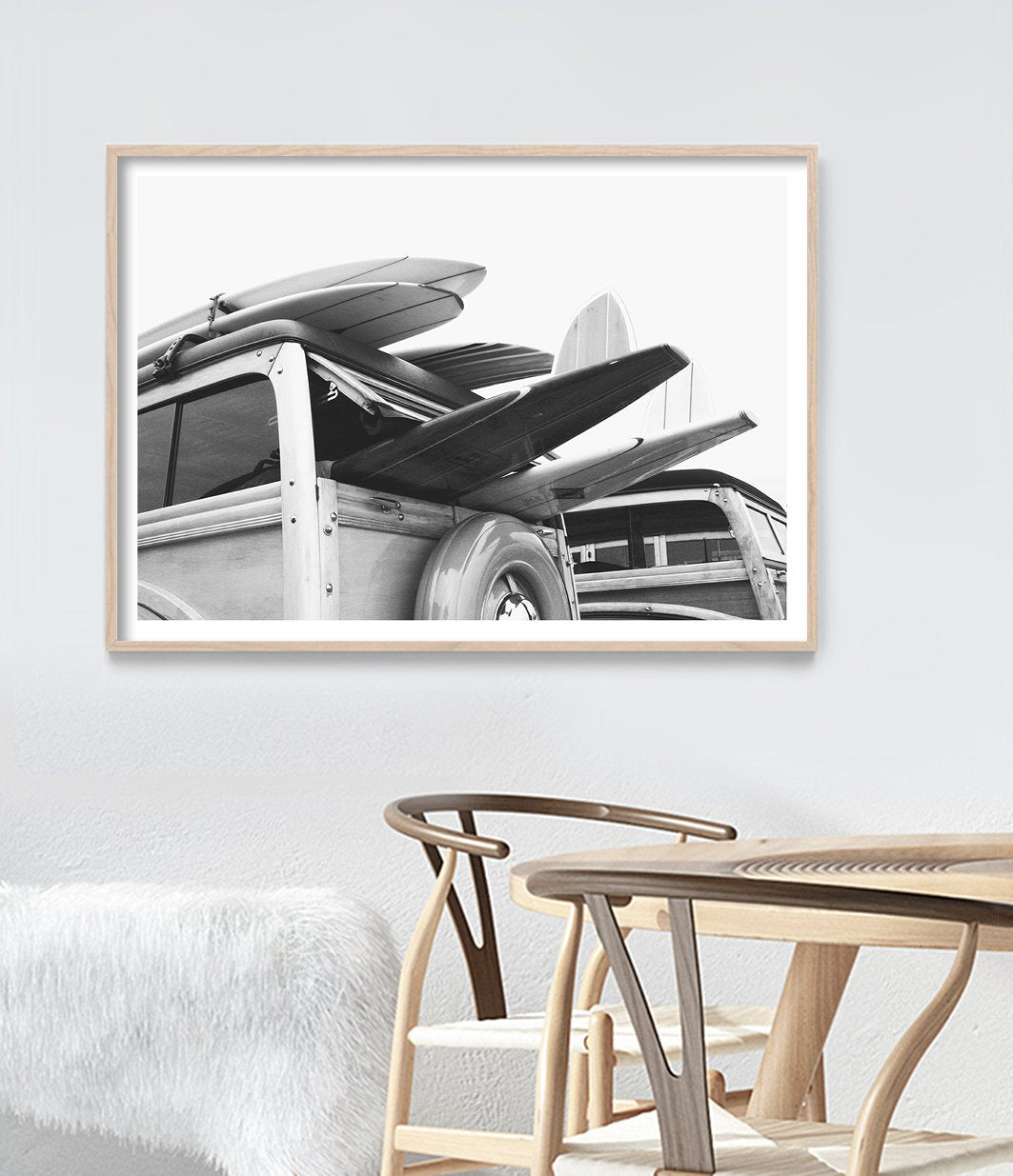 Retro Surf Van Print (Black and White)