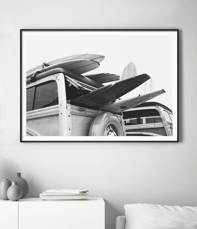 Retro Surf Van Print (Black and White)