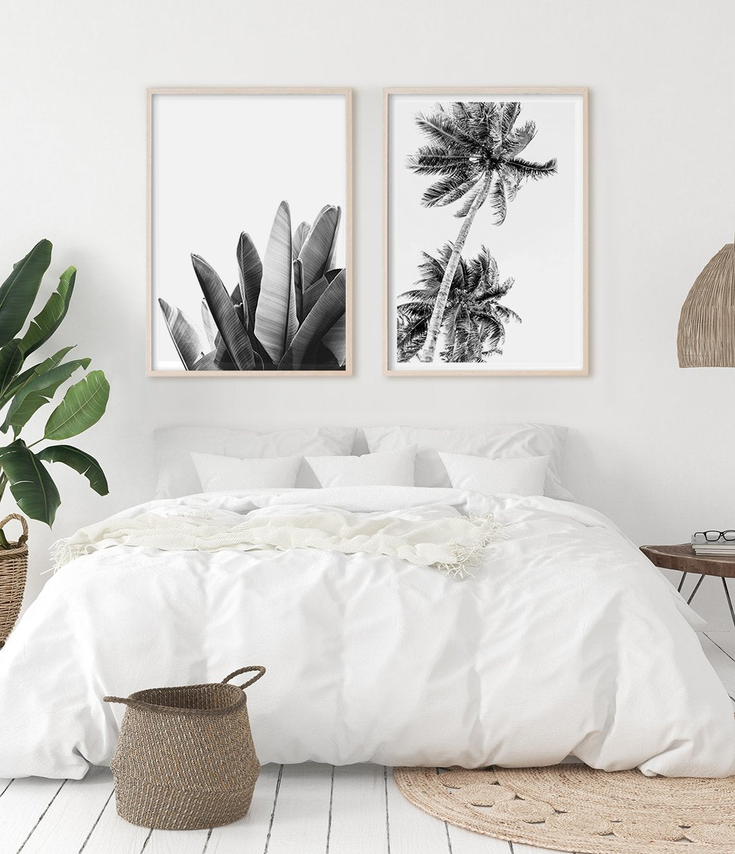 Tropical Leaves Print (Black and White)