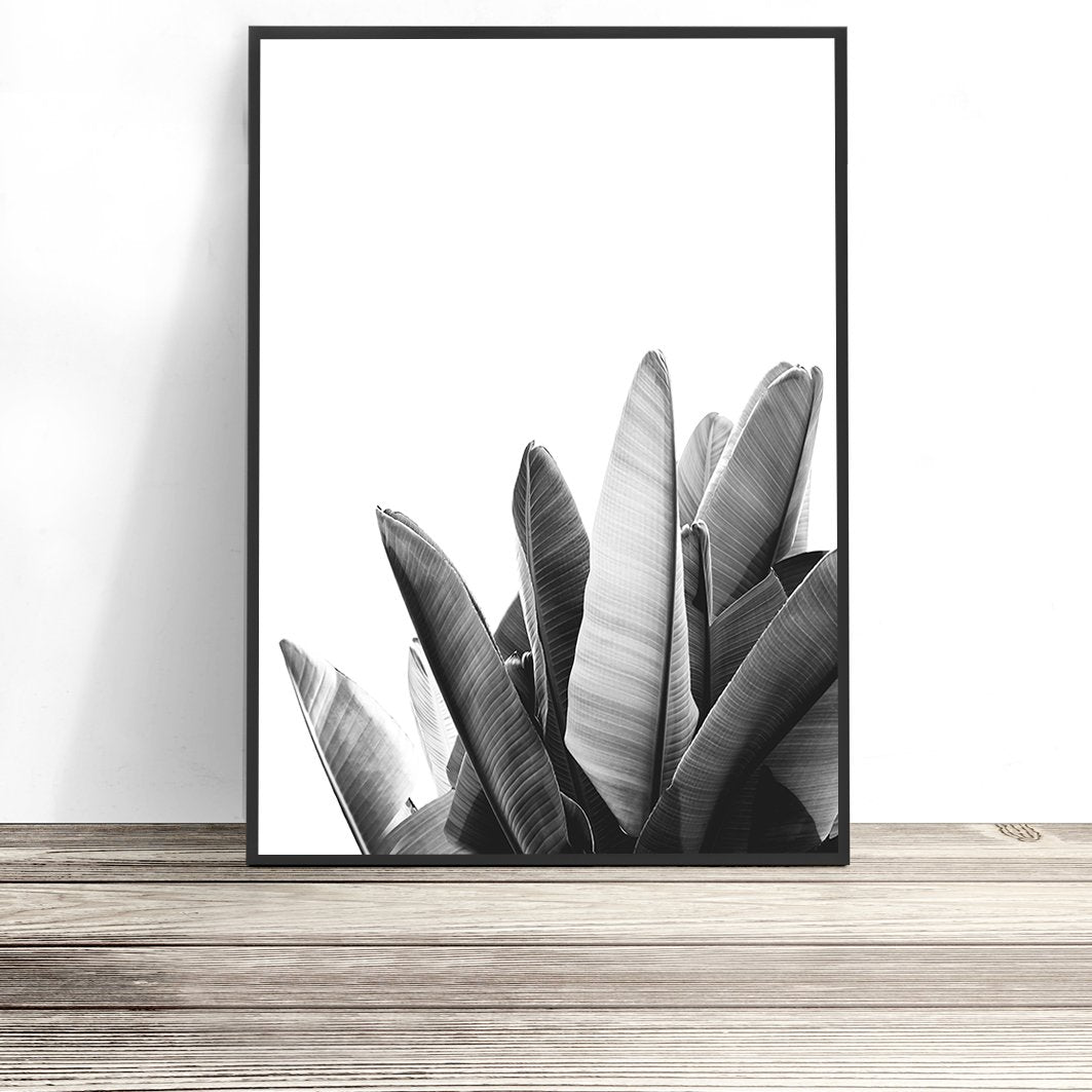 Tropical Leaves Print (Black and White)