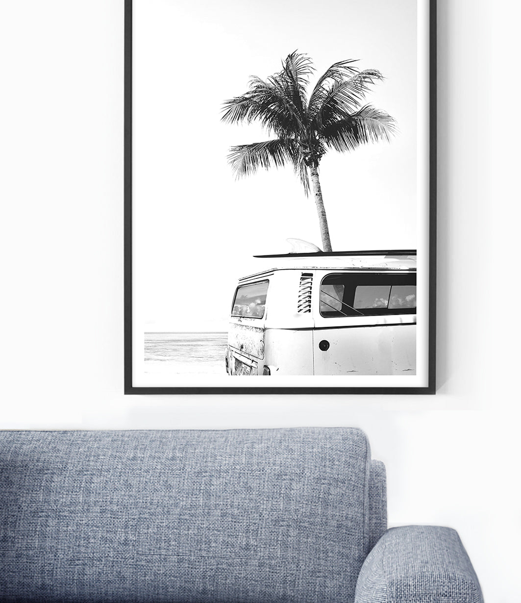 Kombi Van Art Print (Black and White)