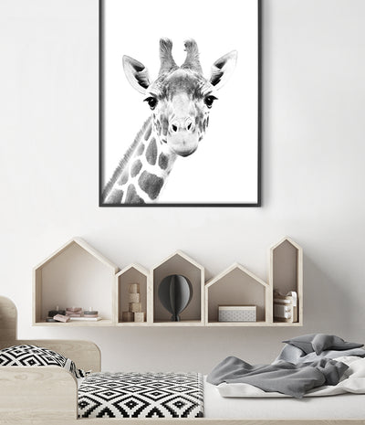 Curious Giraffe Print (Black and White)