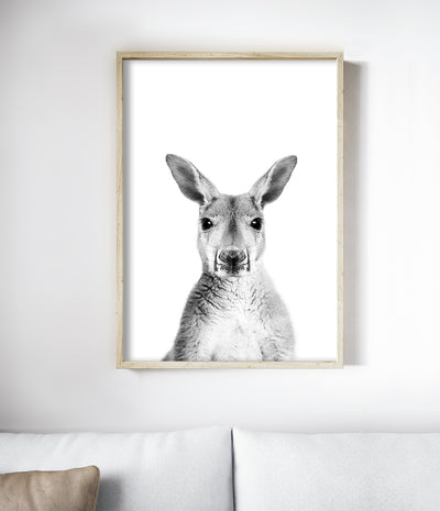Kangaroo Portrait Print (Black and White)
