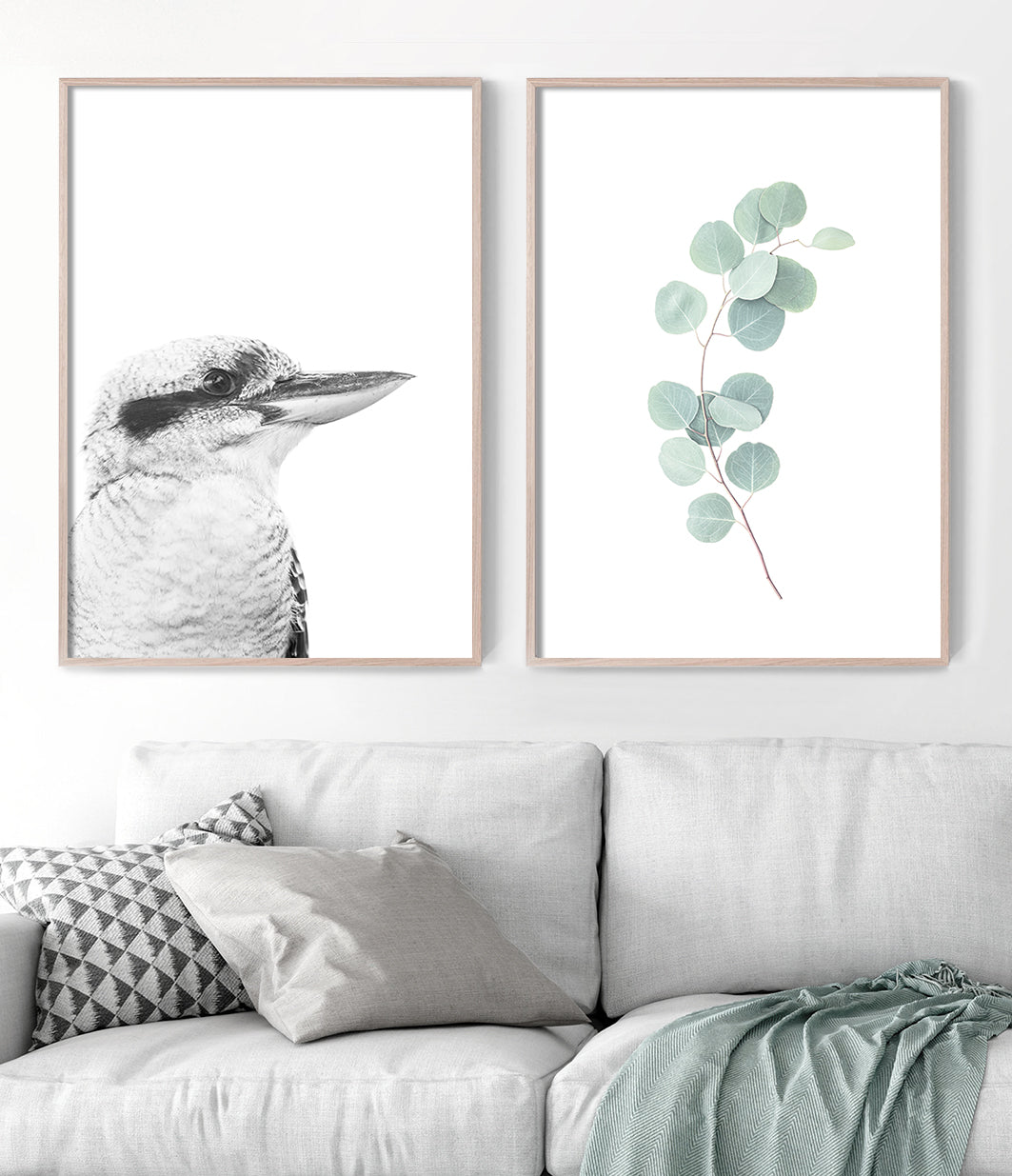 Set of 2 Australian Prints - Kookaburra and Eucalyptus