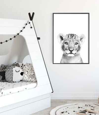 Lion Cub Print (Black and White)