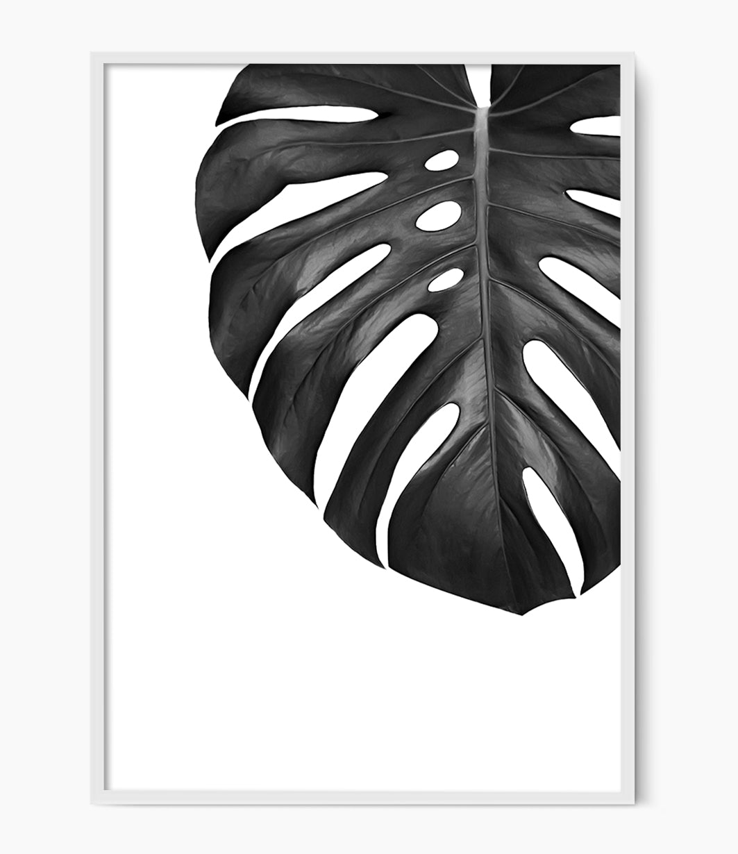 Monstera Leaf Print (Black and White)