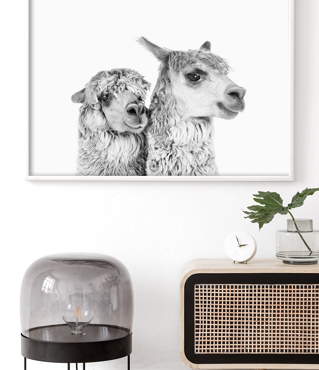 Pair of Llamas Print (Black and White)