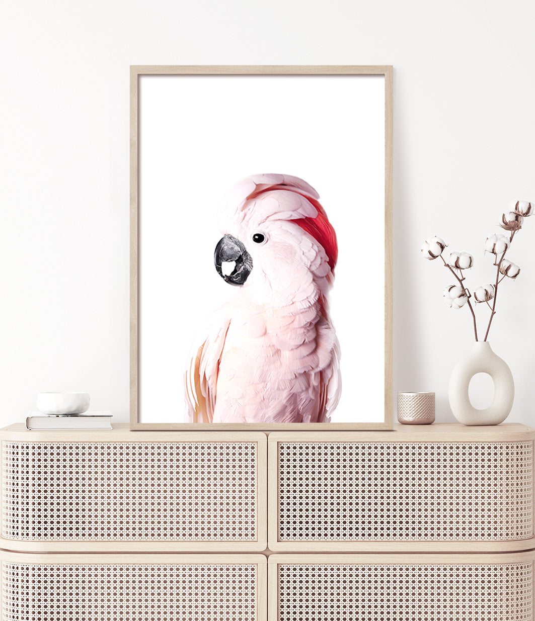 pink cockatoo wall art native australian bird print