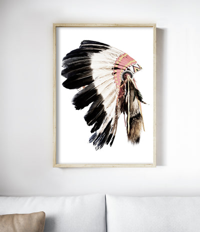 Indian Headdress Print (Colour)