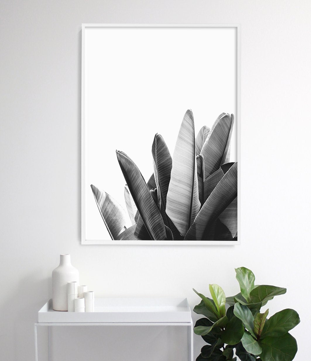 Tropical Leaves Print (Black and White)
