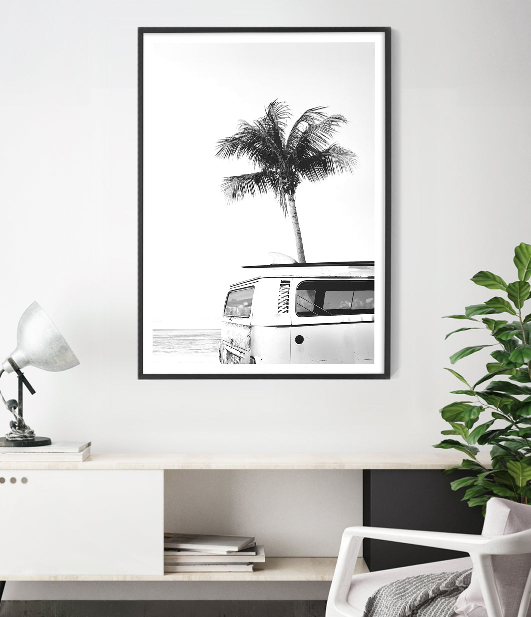 Kombi Van Art Print (Black and White)