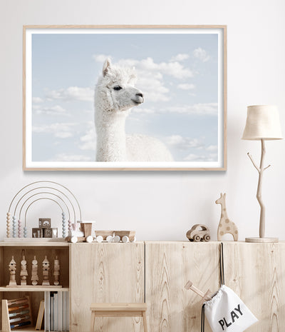 white llama art nursery animal prints australia baby room wall art